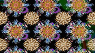 Raster - stok. Siyah ve kahverengi çiçekli kusursuz desen, suluboya çiçek deseni, sevimli çiçek, duvar kağıdı, kart veya kumaş için fayanslı.