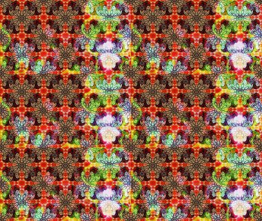 Oldukça eski bir besin torbası deseni, küçük kırmızı renkte, çiçekler. Millefleur 'lar. Tekstil, kumaş, kapaklar, duvar kağıtları, baskı, paket, koleksiyon defteri, örgü, dekupaj için çiçek arkaplanı..