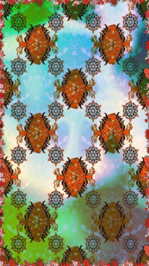 Renkli Bahar Temalı Kusursuz Arkaplan. Raster. Düz Çiçek Elementleri Tasarımı.