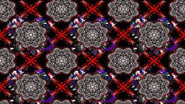 Raster illüstrasyonu. Çiçek desenli çizim. Düz Çiçek Elementleri Tasarımı. Asya tekstil tarzında. Renkli Bahar Teması eskiz kalıbı. Güzel kumaş deseni.