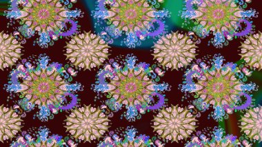 Bir sürü kahverengi ve soyut çiçekli tropik eskiz deseni. Varicolobrown Raster çizimi. Küçük çiçekte sevimli çiçek deseni var..