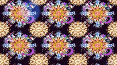 Raster illüstrasyonu. Siyah renklerde. 3D çiçekler, çizim.