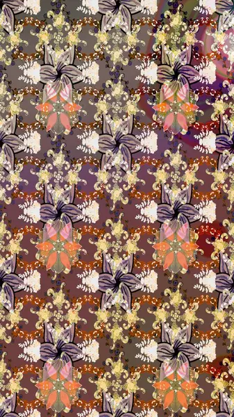 Çiçek. Taslak dekoratif arka plan, çiçek mandala. Raster illüstrasyonu. Kahverengi renklerde.