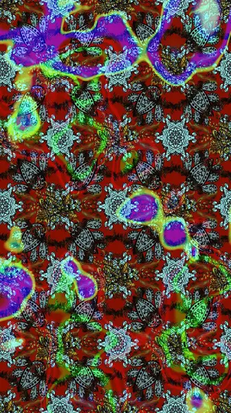 Raster deseni. Kibarca, kırmızı renkte bahar çiçekleri. Patlayan çiçekler soyut olarak yerleştirilmiş. Raster illüstrasyonu.