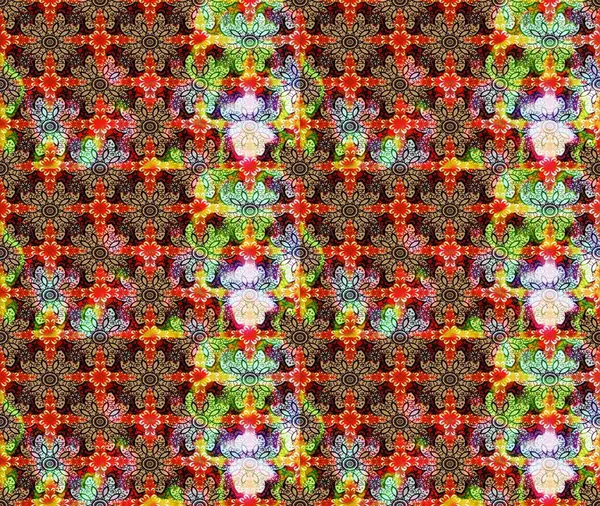 Oldukça eski bir besin torbası deseni, küçük kırmızı renkte, çiçekler. Millefleur 'lar. Tekstil, kumaş, kapaklar, duvar kağıtları, baskı, paket, koleksiyon defteri, örgü, dekupaj için çiçek arkaplanı..