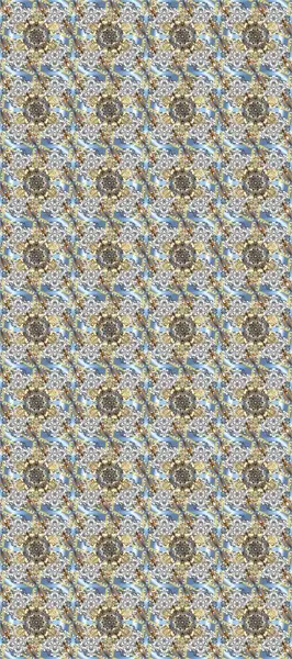 Damask pürüzsüz süsü. Klasik oryantal desen gri, nötr ve bej renklerden üstündür. Geleneksel raster ve altın desen.