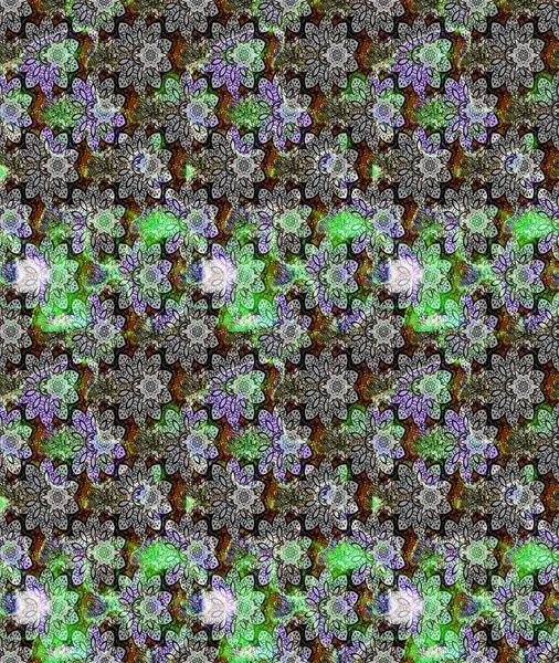 Çiçek duvar kağıdı. Hint süsü. Renkli süs kenarı. Gri renklerde. Çizim kalıbı. Raster illüstrasyonu.