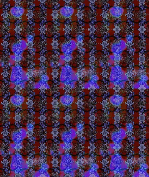 Çiçekler. Vadinin çiçekleri mor renklerde. Soyut etnik raster çizim kalıbı.