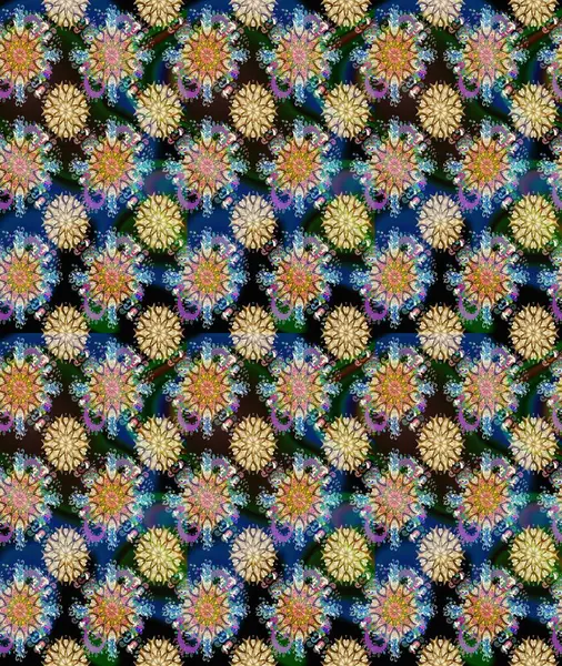 Çiçek deseni. Raster illüstrasyonu. Chichi 'nin kumaş kalıbını çiz. Renkli Bahar Teması eskiz kalıbı. Düz Çiçek Elementleri Tasarımı.