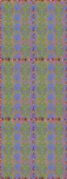 Renkli Bahar Temalı Kusursuz Arkaplan. Düz Çiçek Elementleri Tasarımı. Raster illüstrasyonu. Çiçek deseni. Kusursuz Chichi kumaş deseni..