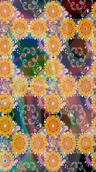 Raster illüstrasyonu. Yaprak ve çiçeklerin suluboya resimleri, bej renkler üzerine eskiz deseni. Bej renklerde bahar çiçekleri..