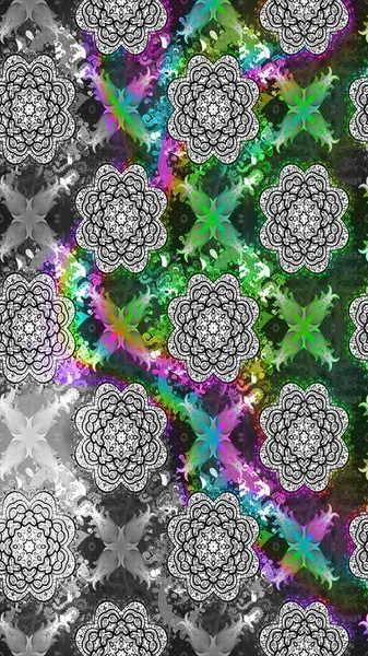 Renkli Yaz Temalı eskiz kalıbı. Gri renkli çiçekler. Düz Çiçek Elementleri Tasarımı. Raster illüstrasyonunda çiçek deseni çizimi.