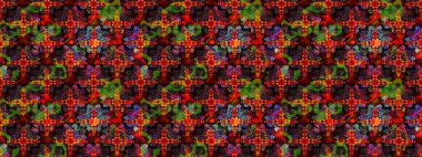 Vadinin çiçekleri kahverengi renklerde. Soyut etnik raster çizim kalıbı. Çiçekler..