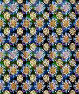 Mavi renkte etnik çiçeklerle süslenmiş zarif bir eskiz. Asya Tekstil 'inde Raster Çiçek İllüstrasyonu.