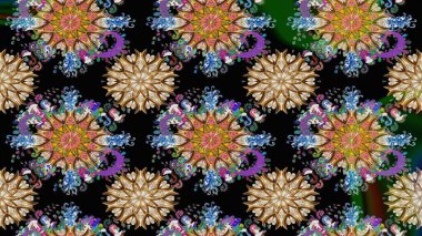 Raster - stok. Siyah ve kahverengi çiçekli kusursuz desen, suluboya çiçek deseni, sevimli çiçek, duvar kağıdı, kart veya kumaş için fayanslı.