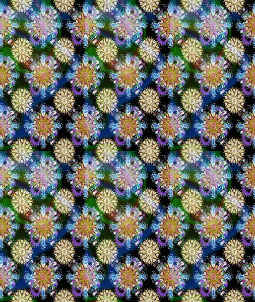 Mavi renkte etnik çiçeklerle süslenmiş zarif bir eskiz. Asya Tekstil 'inde Raster Çiçek İllüstrasyonu.