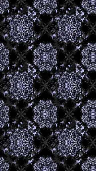 Raster illüstrasyonu. Siyah renklere karalamalı çiçek deseni çiz.