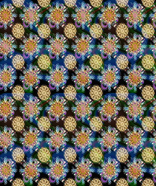 Çiçek deseni. Raster illüstrasyonu. Chichi 'nin kumaş kalıbını çiz. Renkli Bahar Teması eskiz kalıbı. Düz Çiçek Elementleri Tasarımı.