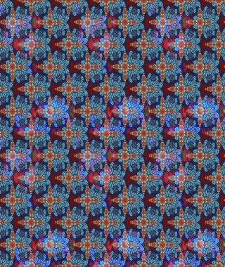 Vadinin mavi renkli çiçekleri. Çiçekler. Soyut etnik raster çizim kalıbı.