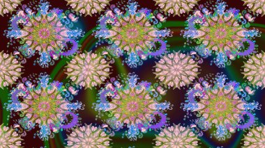 Küçük bir çiçekte eskiz deseni. Güzel kumaş deseni. Raster illüstrasyonu. Güzel çiçek arkaplanı..