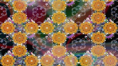 Kahverengi renklerde. Raster illüstrasyonu. 3D çiçekler, çizim.