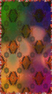 Raster dikişsiz çiçek deseni. Vadinin çiçekleri kahverengi ve yeşil renklerde.