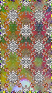 Çiçekli güzel suluboya desen. Gri renklerde. Raster illüstrasyonu.