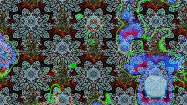 Renkli Bahar Teması eskiz kalıbı. Raster illüstrasyonu. Düz Çiçek Elementleri Tasarımı. Mavi renkli çiçekler. Asya tekstil tarzında. Çiçek desenini çiz.