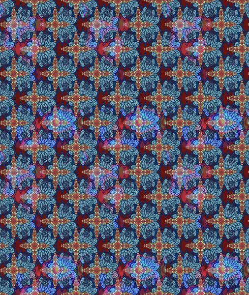 Vadinin mavi renkli çiçekleri. Çiçekler. Soyut etnik raster çizim kalıbı.