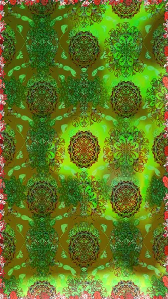 Kusursuz çiçek deseni duvar kâğıdı olarak kullanılabilir. Yeşil renkli çiçekler. Raster illüstrasyonu.