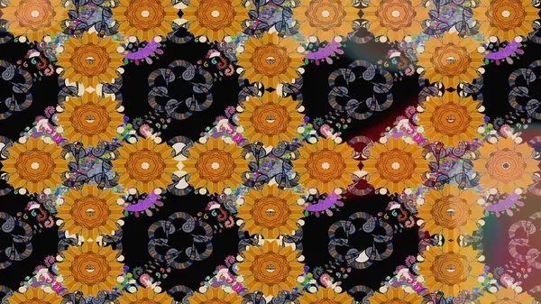 Bir sürü siyah ve soyut çiçekli tropik eskiz deseni. Varicoloblack Raster çizimi. Küçük çiçekte sevimli çiçek deseni var..