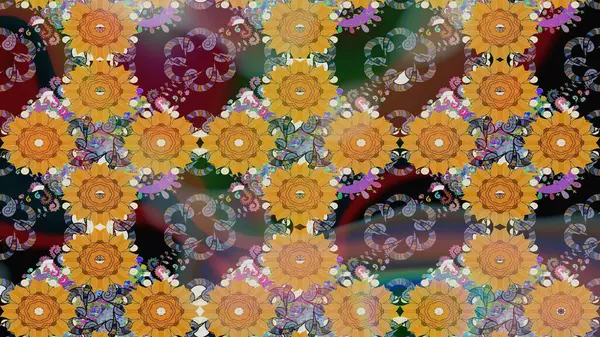 Kahverengi renklerde. Raster illüstrasyonu. 3D çiçekler, çizim.