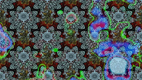 Renkli Bahar Teması eskiz kalıbı. Raster illüstrasyonu. Düz Çiçek Elementleri Tasarımı. Mavi renkli çiçekler. Asya tekstil tarzında. Çiçek desenini çiz.