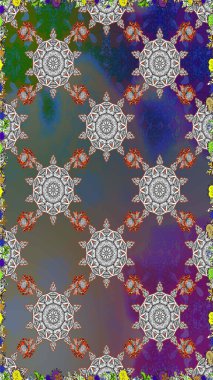 Raster illüstrasyonu. Gri ve kahverengi renkli çiçekler. Çiçeksiz desenli arka plan, vuruşlar, sıçramalar, yaz çiçekleri..