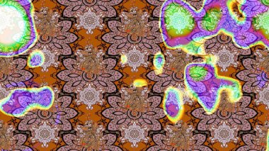 Düz Çiçek Elementleri Tasarımı. Raster illüstrasyonu. Kahverengi renkte zarif çiçekli suluboya. Renkli Bahar Teması çizim şablonu.