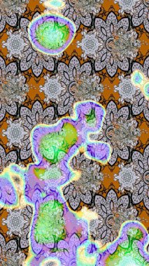 Düz Çiçek Elementleri Tasarımı. Süslü kumaş deseni. Renkli Bahar Teması eskiz kalıbı. Raster illüstrasyonunda çiçek deseni çizimi.