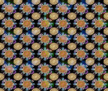 Küçük çiçekli yay deseni çiz. Raster illüstrasyonu. Suluboya tarzında siyah renkler üzerine.