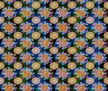 Taslak dekoratif arka plan, çiçek mandala. Çiçek. Raster illüstrasyonu. Mavi renklerde.