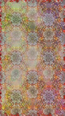 Raster illüstrasyonunda kusursuz çiçek deseni. Düz Çiçek Elementleri Tasarımı. Renkli Bahar Temalı Kusursuz Arkaplan. Süslü kumaş deseni.