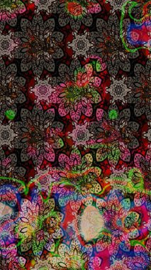 Hediye ambalaj kağıdı, tebrik kartları, posterler ve pankart tasarımı. Siyah renkli çiçekler. Raster düz çiçek çizim deseni.