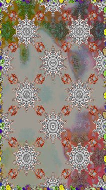 Hediye ambalaj kağıdı, tebrik kartları, posterler ve pankart tasarımı. Raster düz çiçekleri pürüzsüz desen. Gri ve nötr renkte çiçekler.