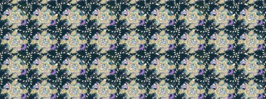 Poster ya da kapak için arka plan. Tekstil için figür. Yapraklı çizim şekli. Şirin, zarif çiçekler Raster illüstrasyonu. Davetiye ve kartpostal tasarımı için dekoratif çiçek unsurları.