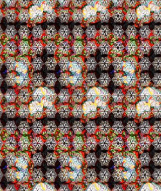 Raster deseni. Ağaç dallı bahar çiçekleri, çiçek siluetiyle nötr renkler.