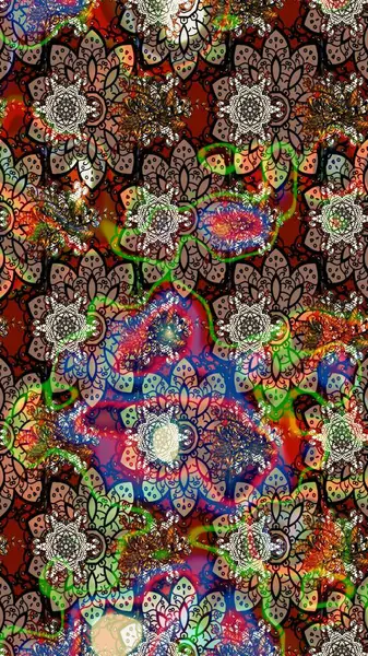 Parlak çiçekli kolaj çiçekleri kahverengi. Çiçekli zambakların eskiz geçmişi. Çiçek tasarımı için inanılmaz kolaj cennet tarzı..