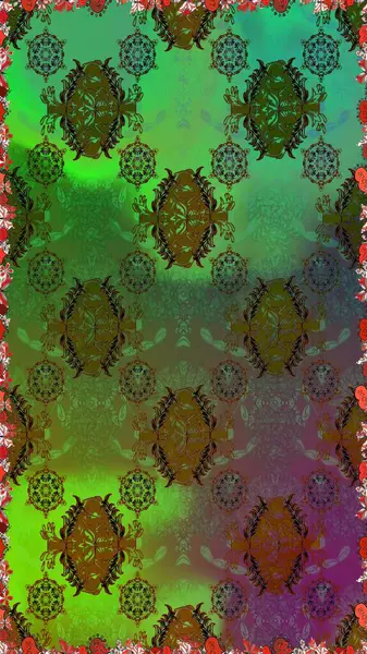 Egzotik çiçekler, yeşil ve kahverengi renkler üzerine botanik, parlak klasik doğa. Raster illüstrasyonu. Klasik tropikal doğal elementlerin suluboya seti.