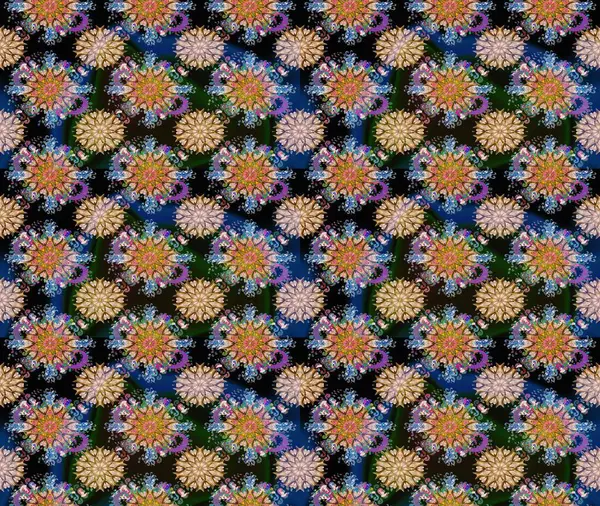 Raster illüstrasyonundaki çiçek desenli çizim. Mavi renkli çiçekler. Renkli Bahar Teması eskiz kalıbı. Düz Çiçek Elementleri Tasarımı.