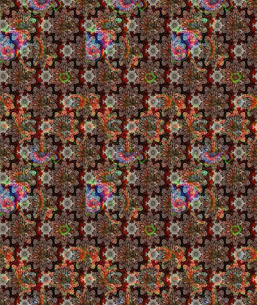 Şirin çiçekli, desenli, kahverengi renkli bir eskiz deseni. Tekstil için suluboya eskiz deseni. El çizimi çiçek çizimi deseni (fayans)).