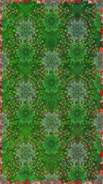 Yeşil ve kahverengi renkli çiçekler. Düz Çiçek Elementleri Tasarımı. Sevimli çiçek raster deseni. Renkli Yaz Temalı Kusursuz Arkaplan.