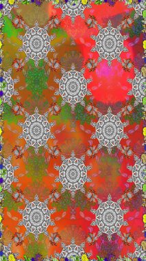 Kahverengi renklere karalamalar çizen kusursuz çiçek deseni. Raster illüstrasyonu.