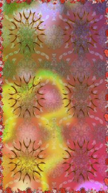 Renkli Bahar Temalı Kusursuz Arkaplan. Düz Çiçek Elementleri Tasarımı. Kusursuz Chichi kumaş deseni. Çiçek deseni. Raster illüstrasyonu.